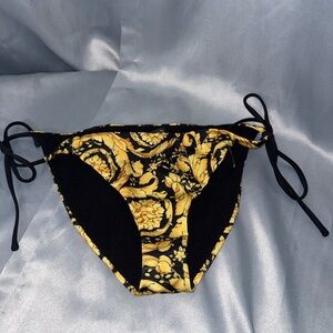 Versace Black and Gold Baroque Bikini Bottom